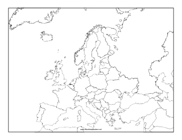 Blackline Map of Europe Teachers Printable