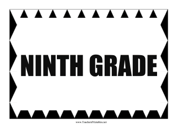 Ninth Grade Sign Teachers Printable