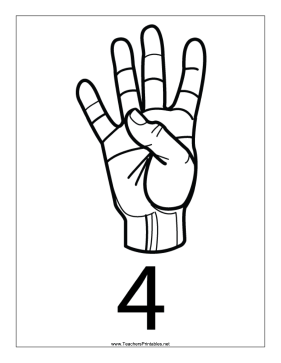 Number 4-Outline-With Label Teachers Printable
