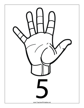 Number 5-Outline-With Label Teachers Printable