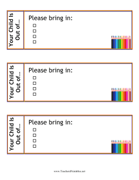 Out of Supplies Teachers Printable