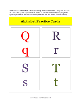 Q to T Alphabet Flash Cards Teachers Printable