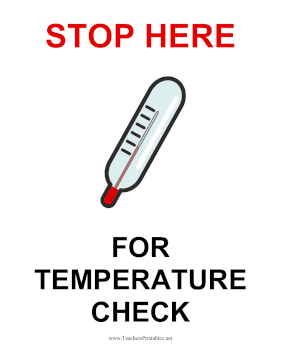 School Temperature Check Sign Teachers Printable