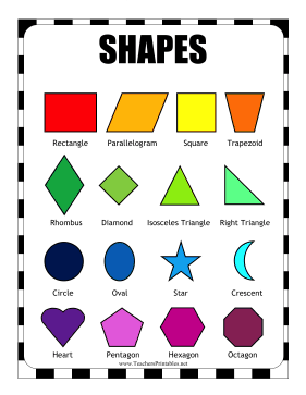 Shapes Chart Teachers Printable