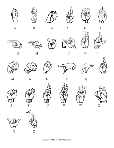 Sign Language Chart Teachers Printable