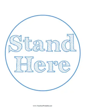 Stand Here Circle Blue Teachers Printable