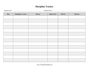 Student Discipline Tracker Teachers Printable