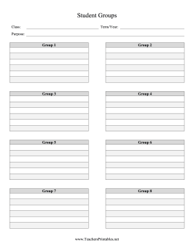Student Groups List Teachers Printable