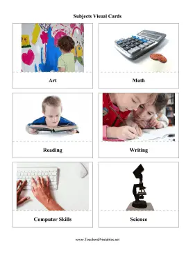 Subjects Visual Cards Teachers Printable