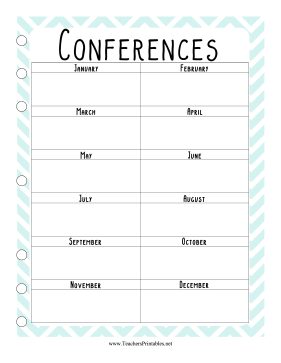 Teacher Organization Binder Conference Calendar Teachers Printable