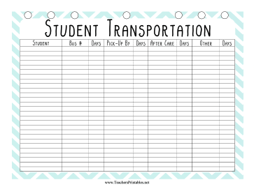Teacher Organization Binder Student Transportation Teachers Printable