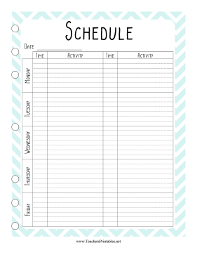 Teacher Organization Binder Weekly Schedule Teachers Printable