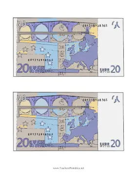 Twenty Euro Note Reverse Teachers Printable