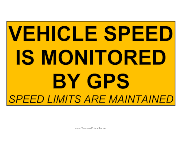 Vehicle Speed Monitored Teachers Printable