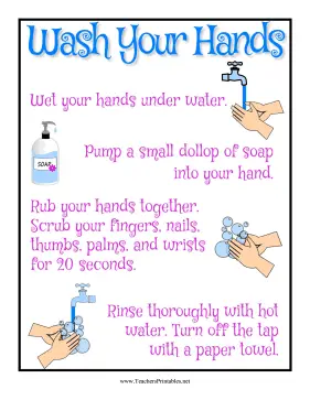 Wash Your Hands Sign Teachers Printable