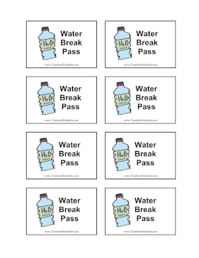 Water Break Pass Teachers Printable