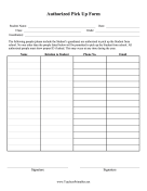 Authorized Pick Up Form