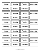 Calendar Small Weekdays