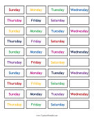 Calendar Small Weekdays Color