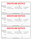 Discipline Notice