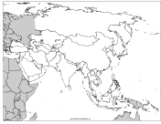 Blackline Map of Asia