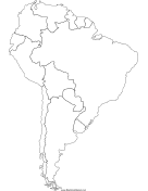 Blackline Map of South America