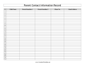 Parent Contact Information Record