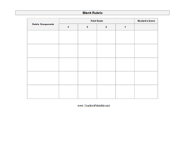Blank Rubric Teachers Printable