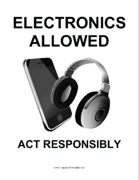 Cell Phones Allowed Sign Teachers Printable