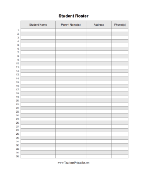 Class List Teachers Printable