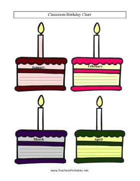 Classroom Birthday Chart Teachers Printable