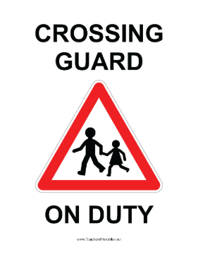 Crossing Guard Sign Teachers Printable