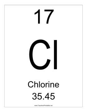 Chlorine Teachers Printable