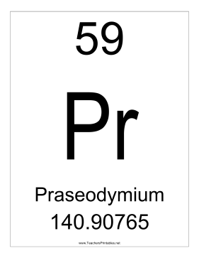 Praseodymium Teachers Printable