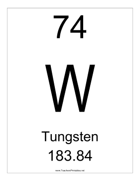 Tungsten Teachers Printable