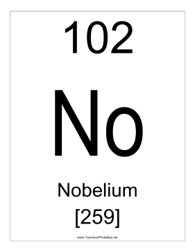 Nobelium Teachers Printable