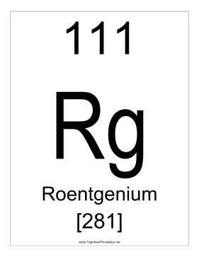 Roentgenium Teachers Printable