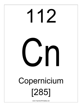 Copernicium Teachers Printable