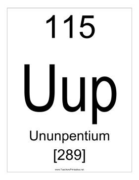 Ununpentium Teachers Printable