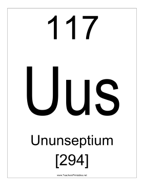Ununseptium Teachers Printable