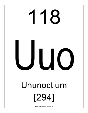 Ununoctium Teachers Printable