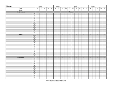 Grade Book Paper One Student Teachers Printable