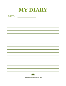 Kids Diary Page Teachers Printable