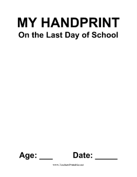 Last Day Handprint Teachers Printable