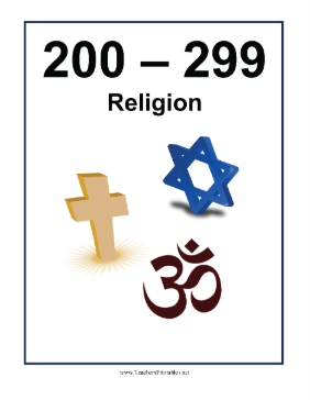 Library Sign 200 to 299 Teachers Printable
