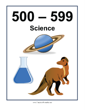 Library Sign 500 to 599 Teachers Printable