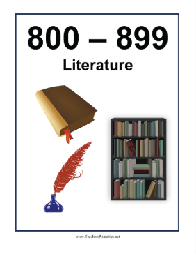 Library Sign 800 to 899 Teachers Printable