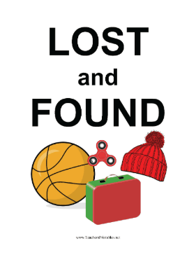 Lost And Found Sign Teachers Printable