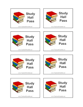 Study Hall Pass Teachers Printable