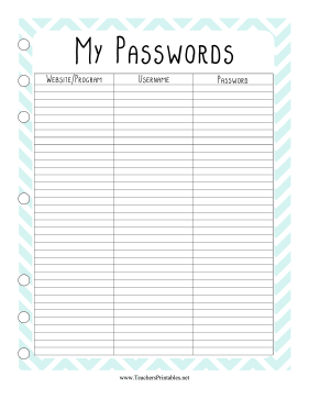 Teacher Organization Binder Teacher Passwords